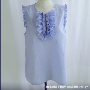 J. CREW Chambray Sleeveless Ruffle Top 10💙